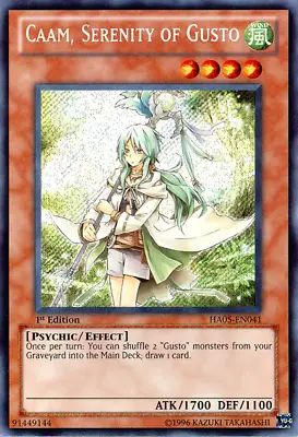 Yugioh Caam Serenity Of Gusto Secret Rare 1st Edition Good Condition Ha05-en041 • $6.94