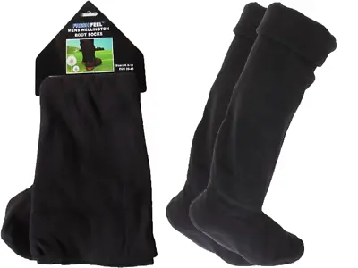 Mens Fleece Wellie Wellington Socks Boot Liners Welly Dry Warmers Warm UK 6-11 • £6.99