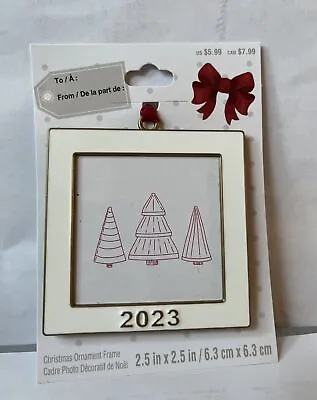 2023 Metal Mini Photo Picture Ornament White  Gold Square By Studio Decor • $5.99