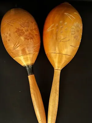 Vintage Hand Carved Wooden Maracas • $25