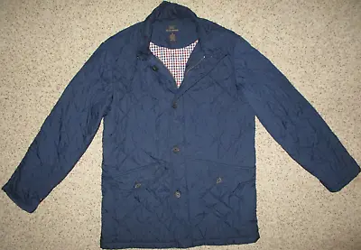 Brooks Brothers Quilted Jacket Mens M Diamond Insulated Lined Hooded Blue MINT! • $69.95