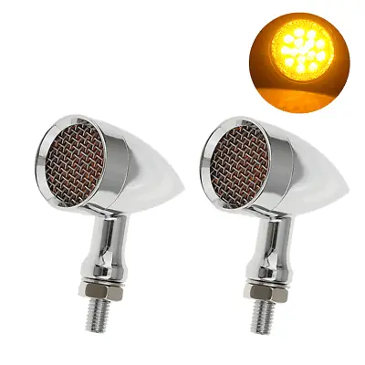 2X Chrome Motorcycle 15 LED Bullet Brake Blinker Turn Signal Tail Light Ambe Red • $17.99