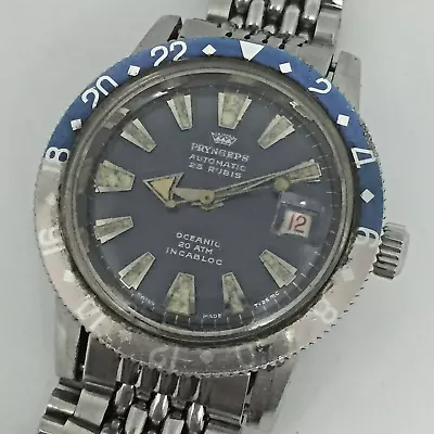 Vintage Pryngeps Oceanic Automatic Eta Movement Pepsi Bezel Stainless Steel • $800