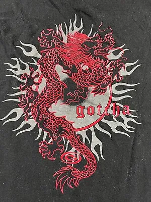 Vintage Gotcha International RED Dragon Tribal Tee Shirt Size LARGE • $22.97