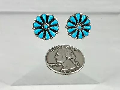 Vintage Native American Made Sterling Silver & Turquoise Earrings • $9.99
