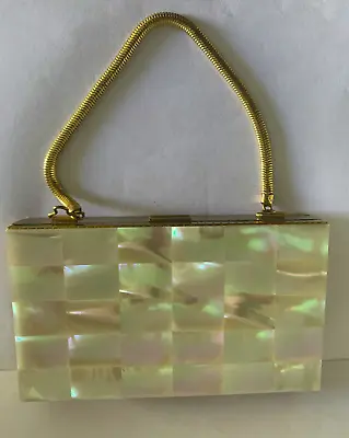 Vintage Mother Of Pearl Make Up Case Minaudiere Purse 1950 S • $149.99