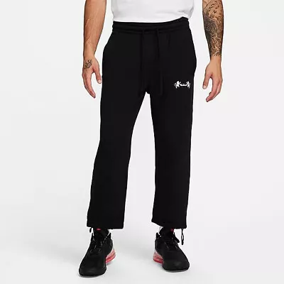 Nike Lebron James Mens Size L Fleece Pants Open Hem Black White FB7127 010 New • $62.99