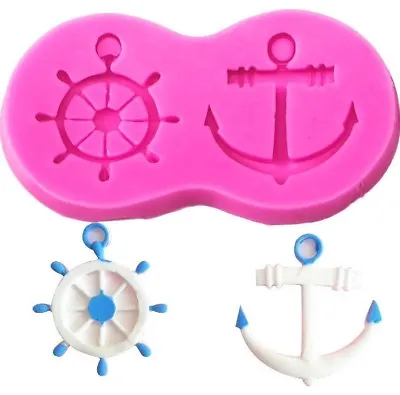£5.50 • Buy Ship Wheel And Anchor Silicone Mould For Sugar Craft, Fondant, Cake Decorating 