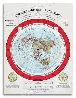 Flat Earth Map Of The World - 1892 Alexander Gleason -Wall Map Art Print - 20x28 • $16.95