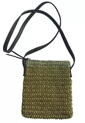 Eddie Bauer Woven Crossbody Purse Leather Strap • $16