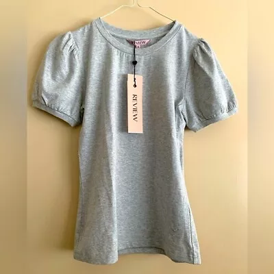 Brand New Review Grey Puff Sleeve Tee Size 6 • $35