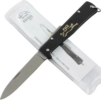 Mercator German Black Cat Stainless Lockback Pocket Knife Germany Metal Handles • $38.95