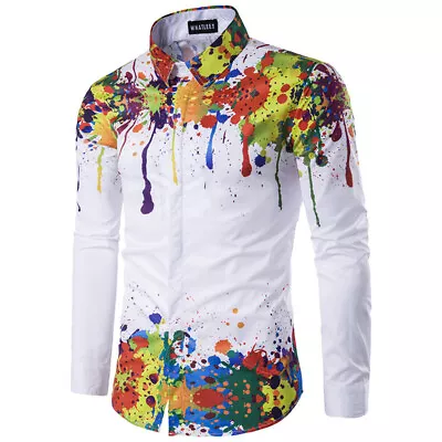 Luxury Formal Casual Slim Fit Blouse Dress Shirts Top Stylish Mens Long Sleeve • $27.97