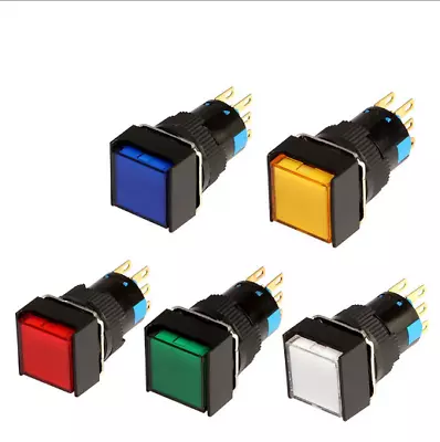 1Pcs 16mm Square Momentary Push Button Switch Self-Lock LED Lamp 5 Pins • $7.89