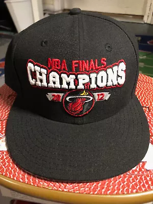 Miami Heat NBA Finals 2012 Champions Black Fitted Basketball Hat Cap Size 7 1/2 • $23.98