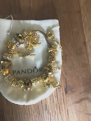 $110.34 • Buy Pandora Bracelet With Gold Tone Charms