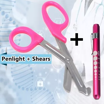 Best EMS/EMT Serrated SHEARS Heavy Duty Bandage Scissors 7.5  +Reusable PENLIGHT • $7.99