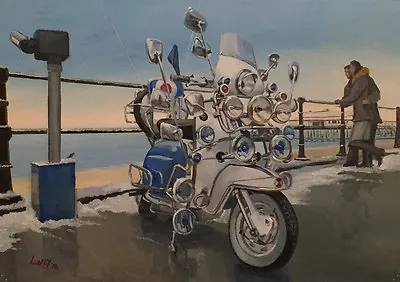 Lambretta Mods Mod Scooter Brighton Christmas Xmas Card • £1.99