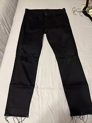 J Brand Womens Mid Rise Distressed Skinny  Jeans Black Heart Size 29 • $19.99