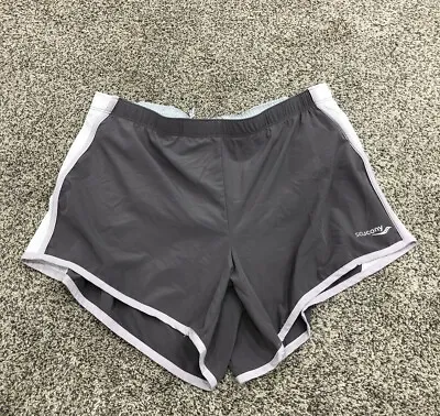 Saucony Women’s Medium Running Shorts Grey Lined Breathable Lined Cinch Waist K2 • $14