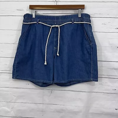 U.S.Polo Assn. Shorts Womens XL Light Wash Denim Elastic Waist High Rise • £19.27