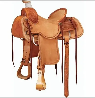 Leather Western Wade Saddle Roughout Leather Horse Tack Roping Ranch • $351.50