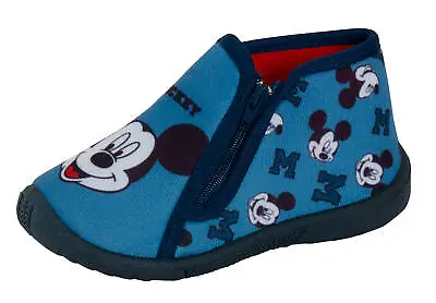 Infants Mickey Mouse Slippers Toddlers Zip Fasten Booties Nursery House Shoes • £11.95