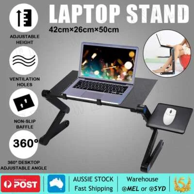 $22.65 • Buy Laptop Stand Desk-Portable Folding Aluminium Ergonomic Adjustable Height Black