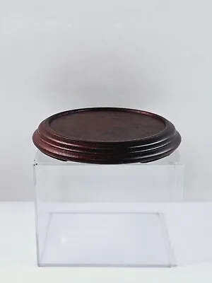 4 1/4  Round Asian Oriental Brown Wood Plant Jar Vase Stand Display Base • $24.95