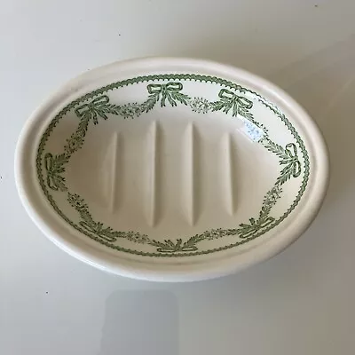 Vintage CRABTREE & EVELYN Mason's Soap Dish Green White Swags - VGC • £20