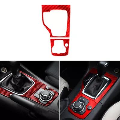 Red Carbon Fiber Inner Gear Shift Panel Frame Trim For Mazda 3 Axela 2013-2016 • $22.74