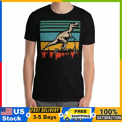 Vintage Retro T-Rex Riding Scooter Funny T-Rex Lover Shirt-Free Shipping • $19.79