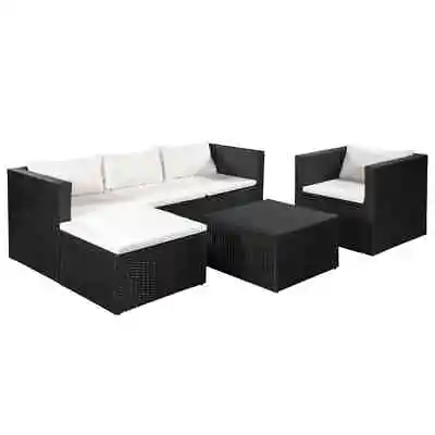 $650.99 • Buy 4 Piece Garden Lounge Set Poly Rattan Black And White VidaXL