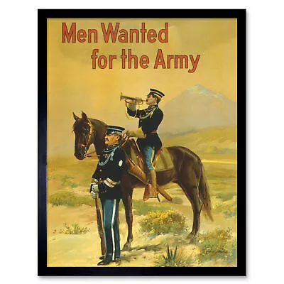 War Army Recruitment Horse Trumpet Poster Wall Art Print Framed 12x16 • £26.99