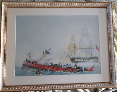 Original Watercolour Painting Naval Battle D W Stubbings - Art • £124