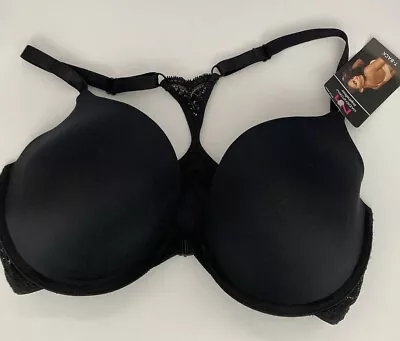 Maidenform Inspirations 38D T-Back Front Close 06574 Black W/Black Lace - New • $17.99