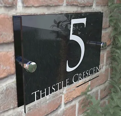 Contemporary HOUSE SIGN / PLAQUE / DOOR / NUMBER / GLASS EFFECT ACRYLIC 28W • £7.99