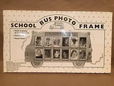 Gray Metal Glass Gorgeous School Bus Memory Decorative Photo Frame Home Decor • $25