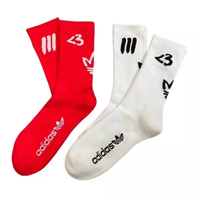 $15.85 • Buy Adidas Originals Crew Socks 2 Packs 2022 New White/red Size L