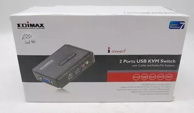 EDIMAX 2 Ports USB KVM Switch With Cables And Audio Mic Support New Boxed  • £4.99