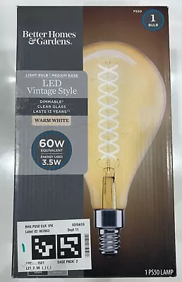 Better Homes & Gardens Medium Base LED Vintage Style PS50 Bulb 60W Warm White • $12.95