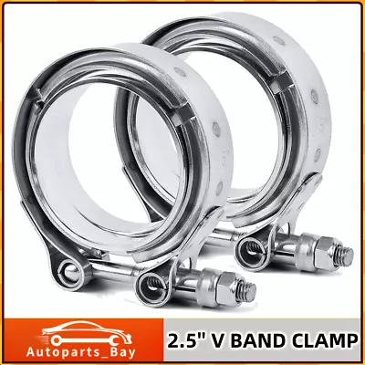 $26.99 • Buy 2Pcs 304 SS V Band Clamp With Flanges Male Female CNC Stainless Steel 2.5 Inch