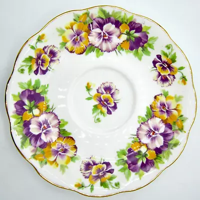 Royal Albert Bone China Saucer - Purple & Yellow Pansies - England • $14