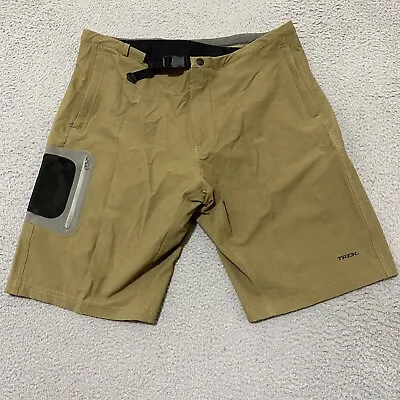 Trek Shorts Mens XL Beige Mountain Biking Padded Liner Belted Vented Zip Pockets • $23.93