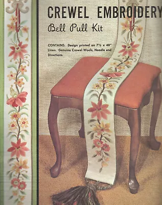 Elsa Williams FLORAL GARLAND Bell Pull 00072 Crewel Embroidery Kit Open Read • $25
