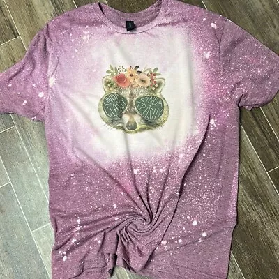£27.14 • Buy KINDA CLASSY KINDA TRASHY Bleached Custom Tee Size Large Raccoon Funny Tee