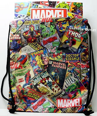 Spider Man Drawstring Bag Backpack  Thor Hulk Iron Man Sackpack Kids Marvel Gift • $9.49