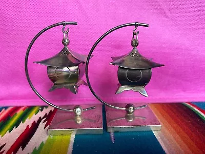 Vintage Hanging Silver Salt And Pepper Shaker Set China Japan House Star & Moon • $16.19