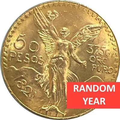 Random Year - Mexican 50 Pesos Gold Coin 37.5 Grams Pure Gold 1.2057 Troy Oz. • $3018.80