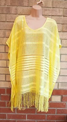 £14.24 • Buy Papaya Lace Crochet Tassel Fringe Short Sleeve Kaftam Beach Tunic Top 12 M